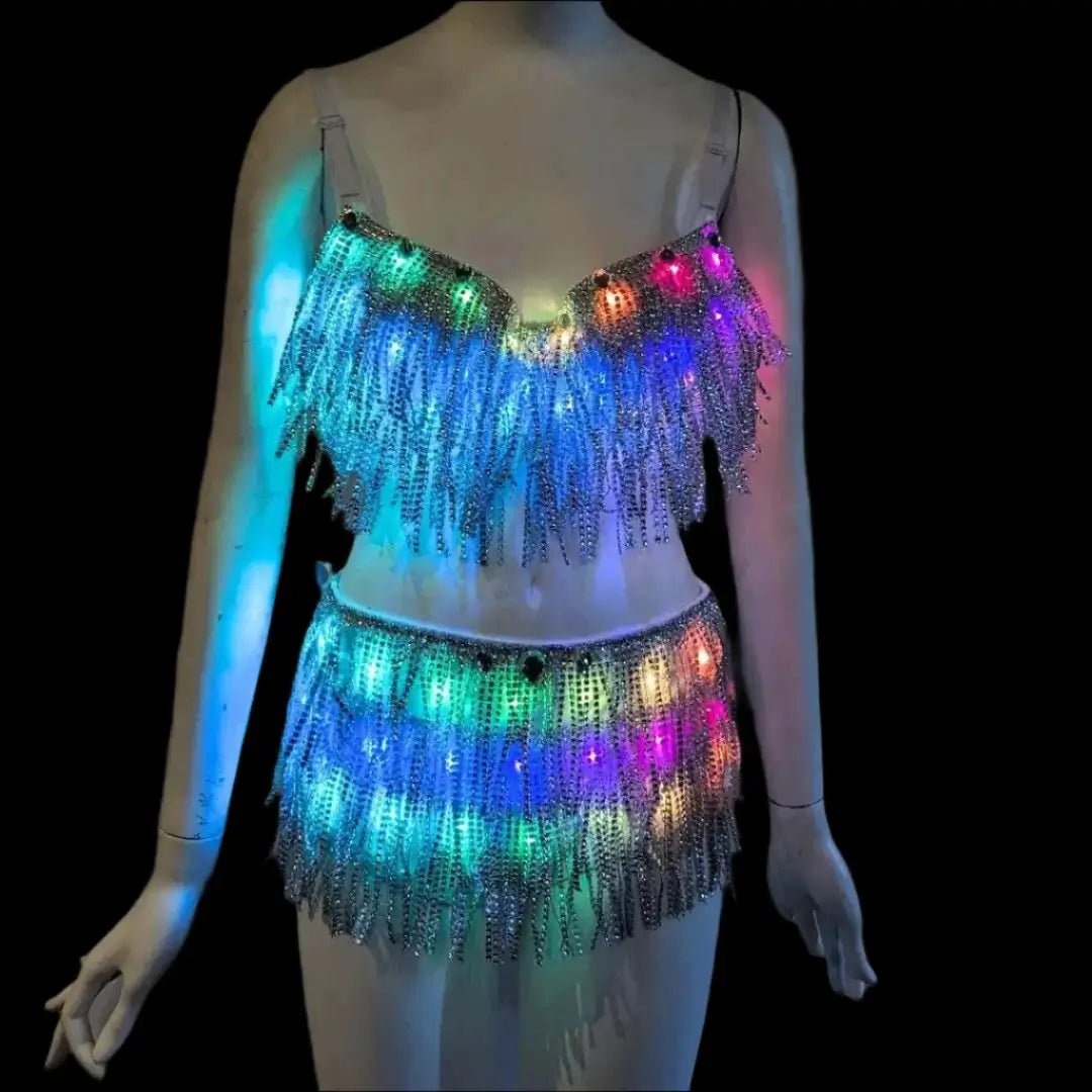 Neon Cowboys Light Up Fringe fashion Bralette