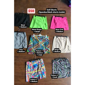 SAMPLE SALE - Golf Skorts (mesh/spandex shorts inside the skirt) - FINAL SALE