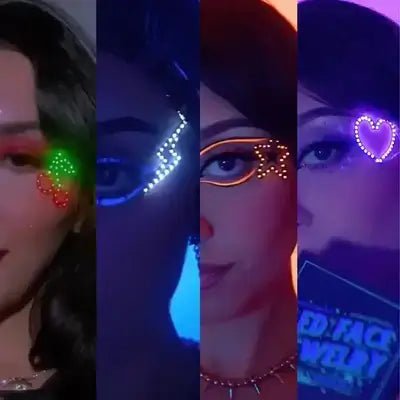 4 LED Face Stickers - Neon Cowboys - Makeup - FaceStickerBundle