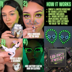 Aliens LED Face Jewelry - Neon Cowboys - FJALIENS