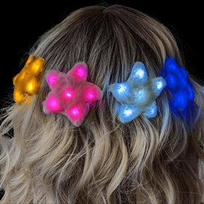 Fuzzy Hair Clips - Neon Cowboys - fuzzystarYellow - 1