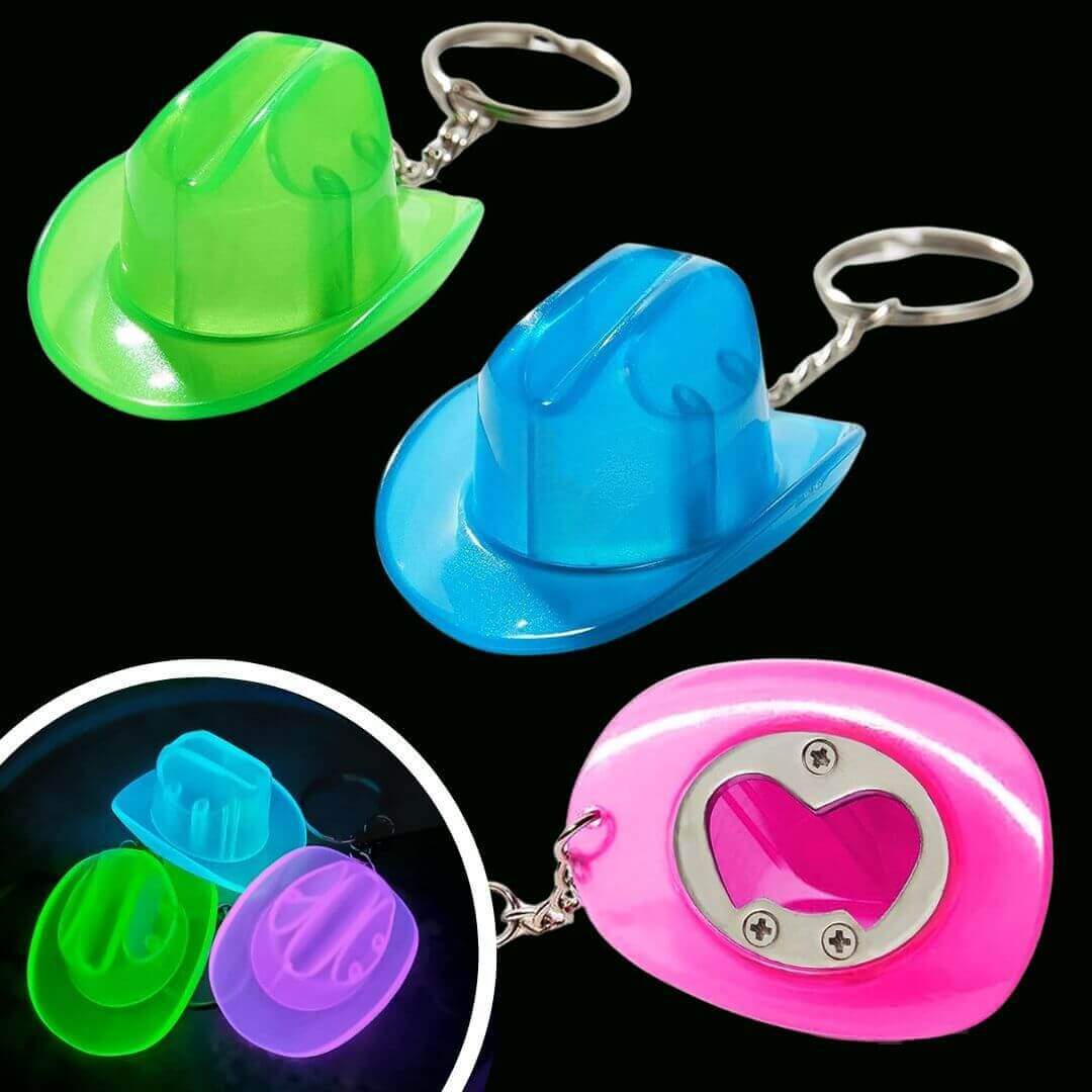 Glow - in - the - Dark Bottle Opener Keychain - Neon Cowboys - Keychains - GBO - PINK