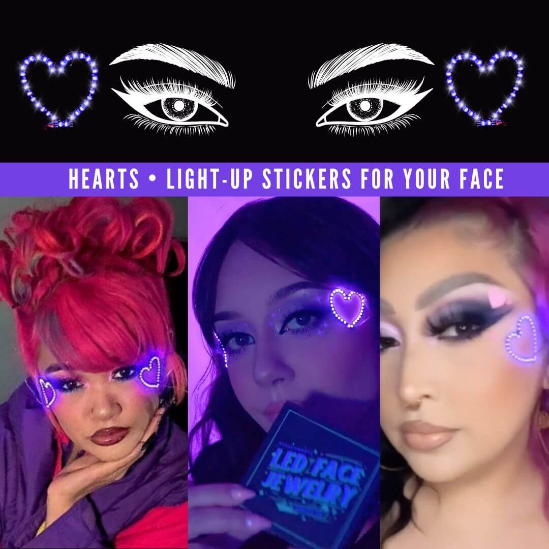 Hearts LED Face Jewelry - Neon Cowboys - FJHearts