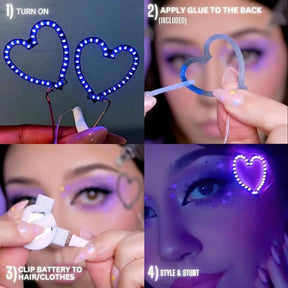 Hearts: LED Face Stickers - Neon Cowboys - led face sticker - FJHearts