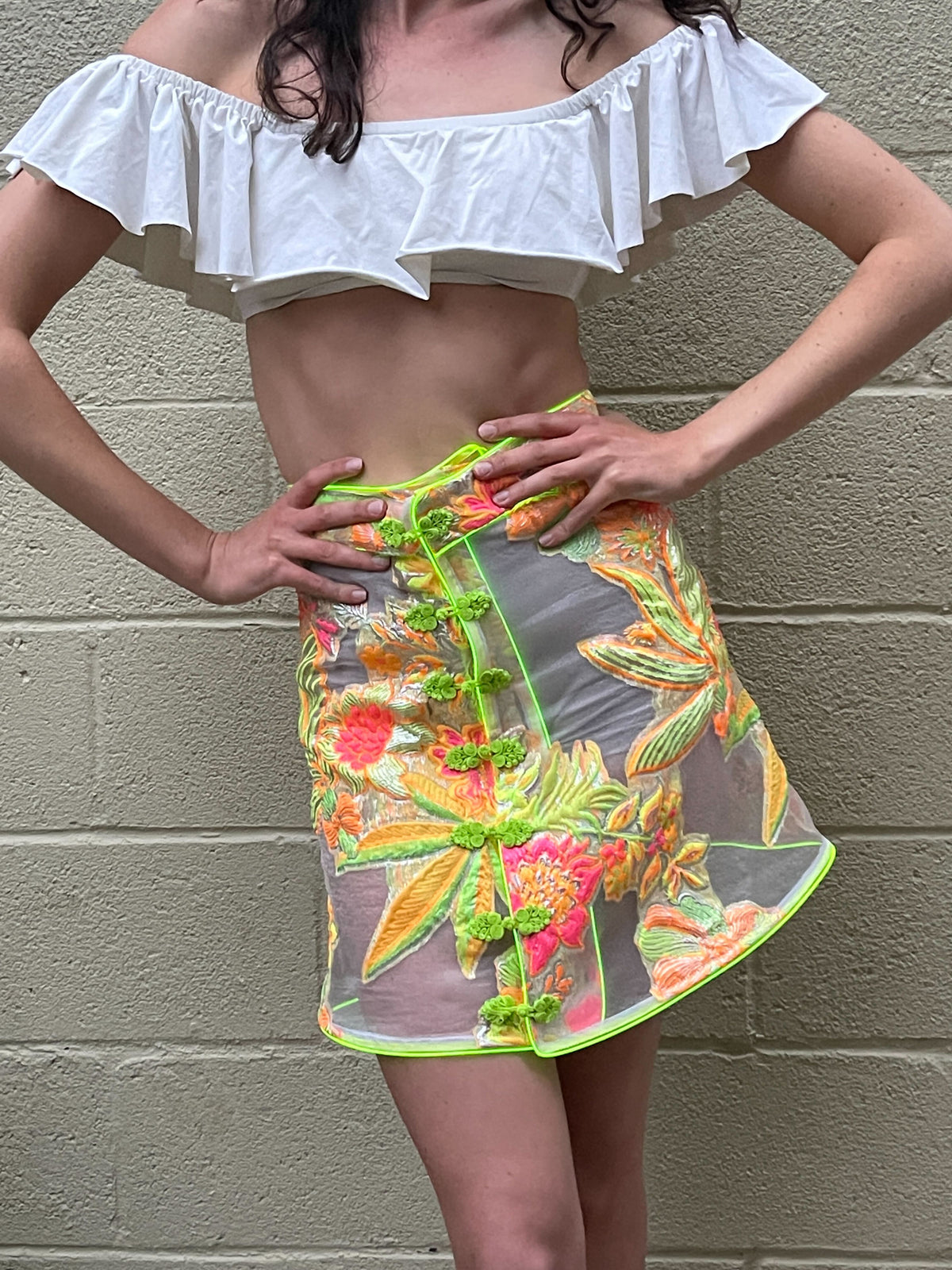 SAMPLE SALE - Floral Embroidered Wrap Skirt - FINAL SALE