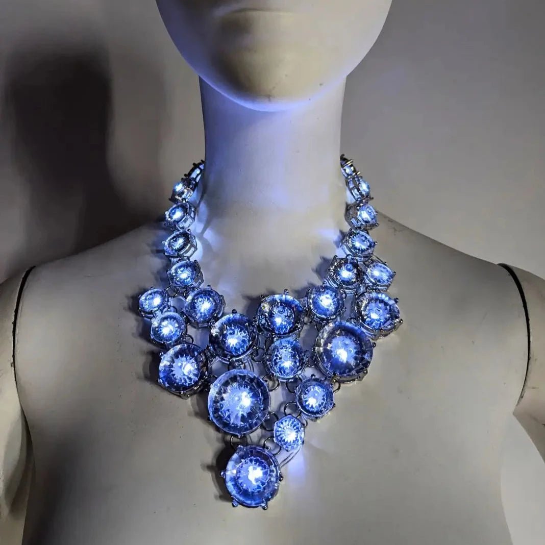 LED Chunky Rhinestone Necklace - Neon Cowboys - 