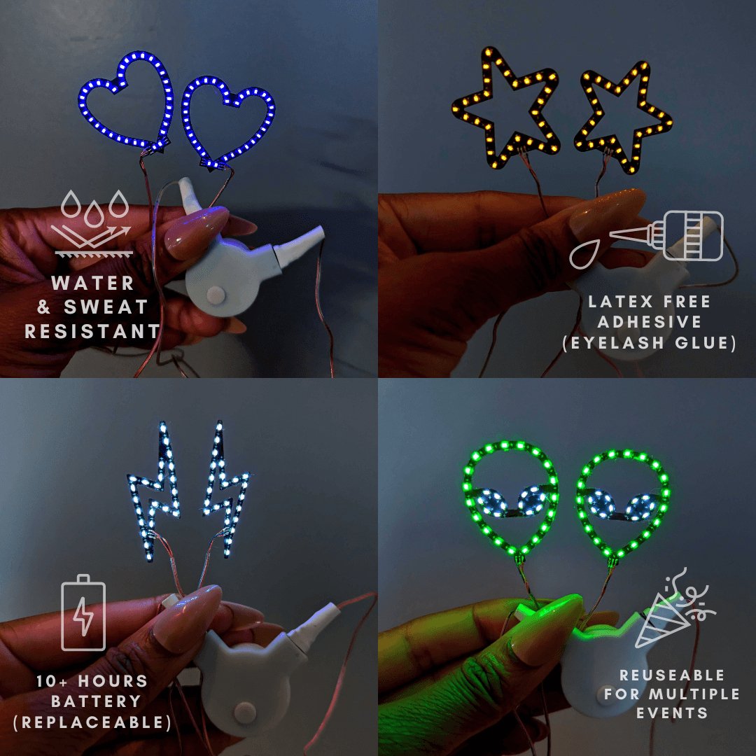 LED Face Jewelry [1 Set] - Neon Cowboys - Makeup - FJRainbow