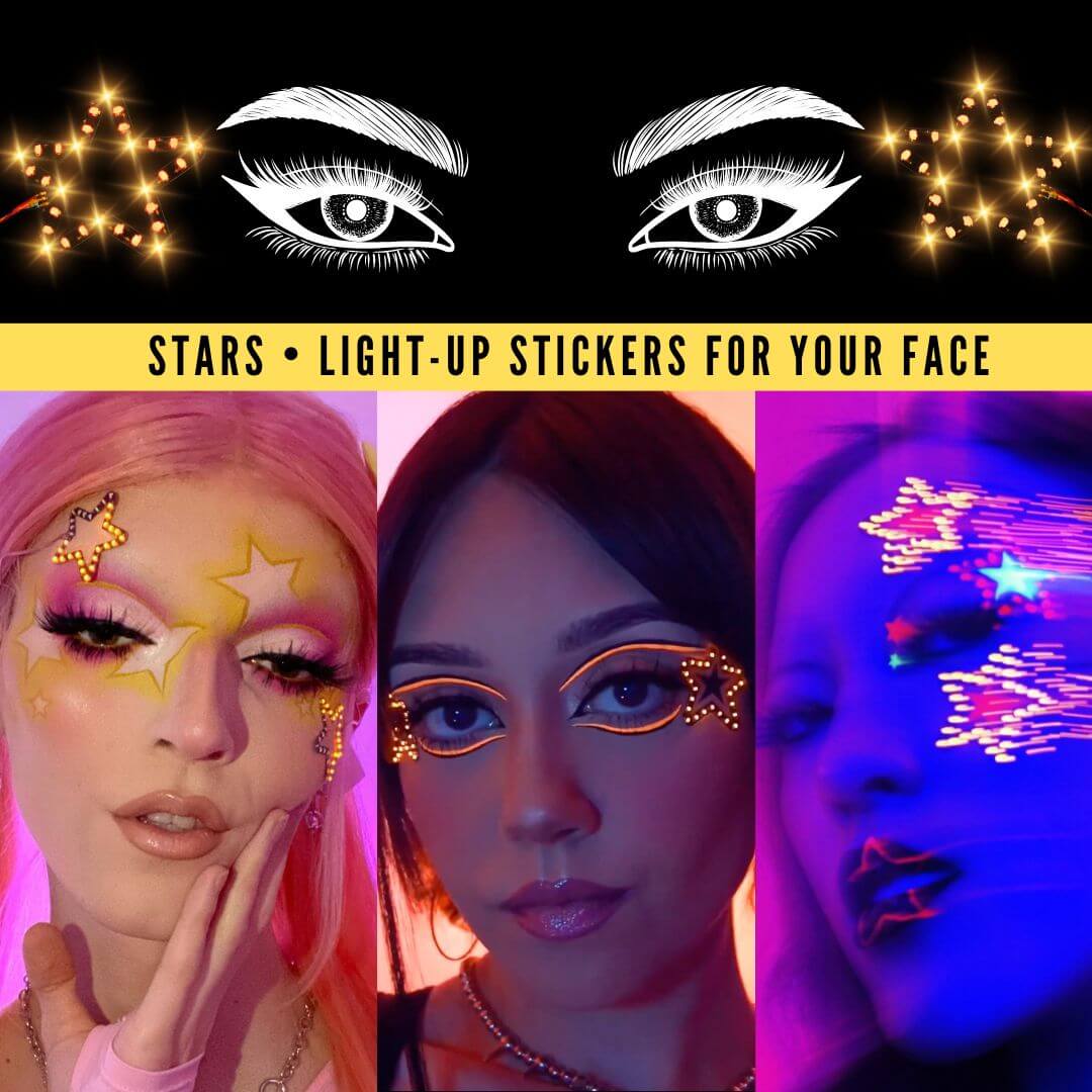 LED Face Stickers [1 Set] - Neon Cowboys - Makeup - FJSTARS