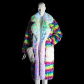 LED Faux Fur Trench Coat - Neon Cowboys - 