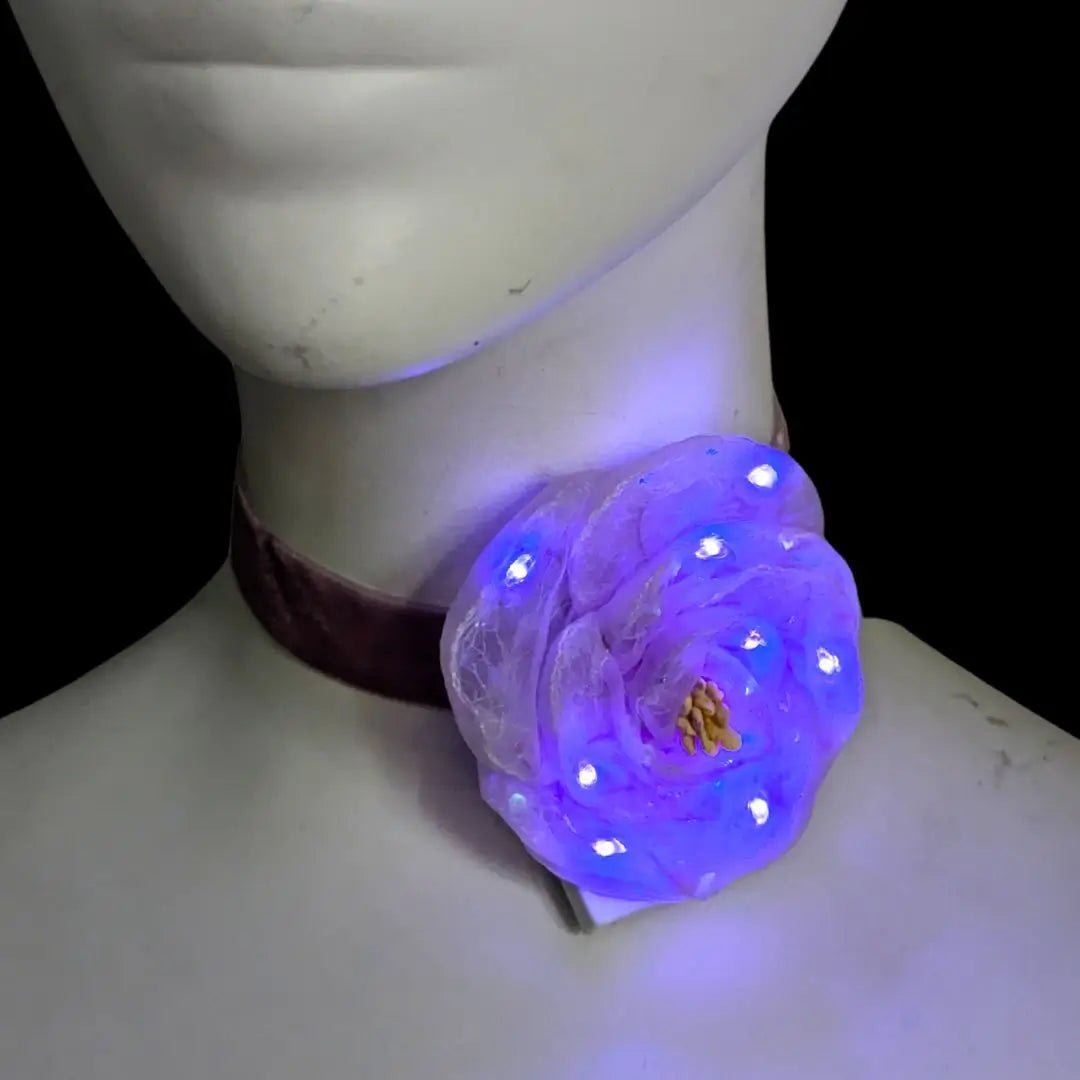 LED Flower Velvet Choker - Neon Cowboys - 