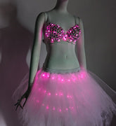 LED Rhinestone Bra + Tutu (size small & bra 32A/B) - Neon Cowboys - 