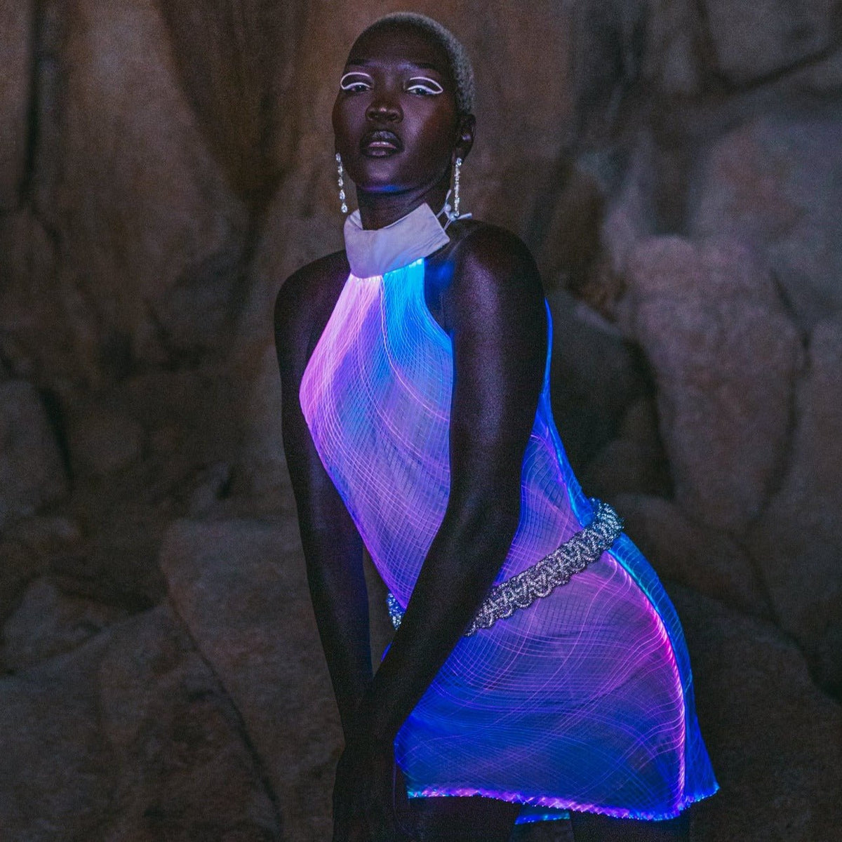 Light - up Net Dress - Neon Cowboys - couture - 