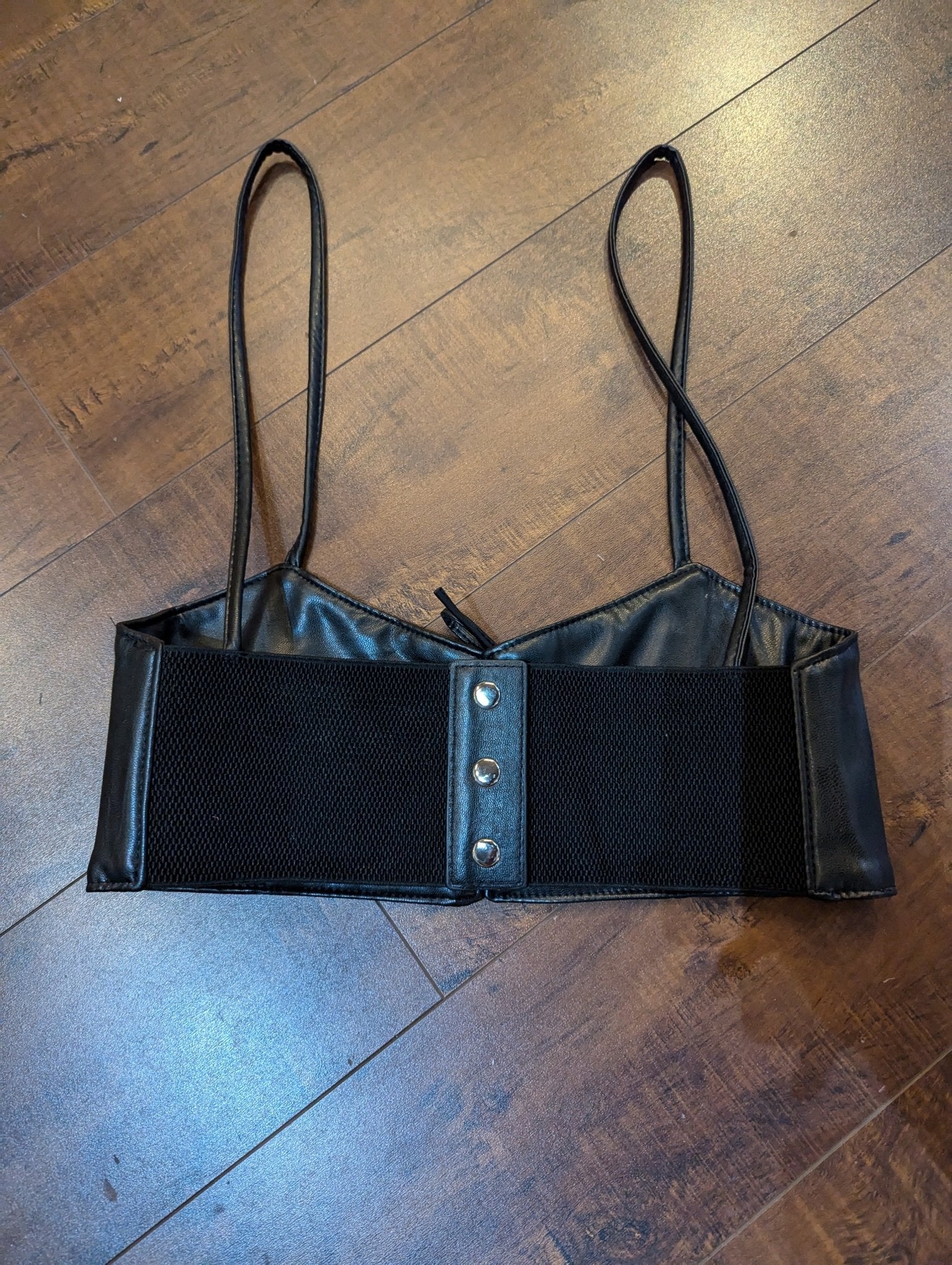 SAMPLE SALE - Black Faux Leather Bralette Size Small (New) - Neon Cowboys - 