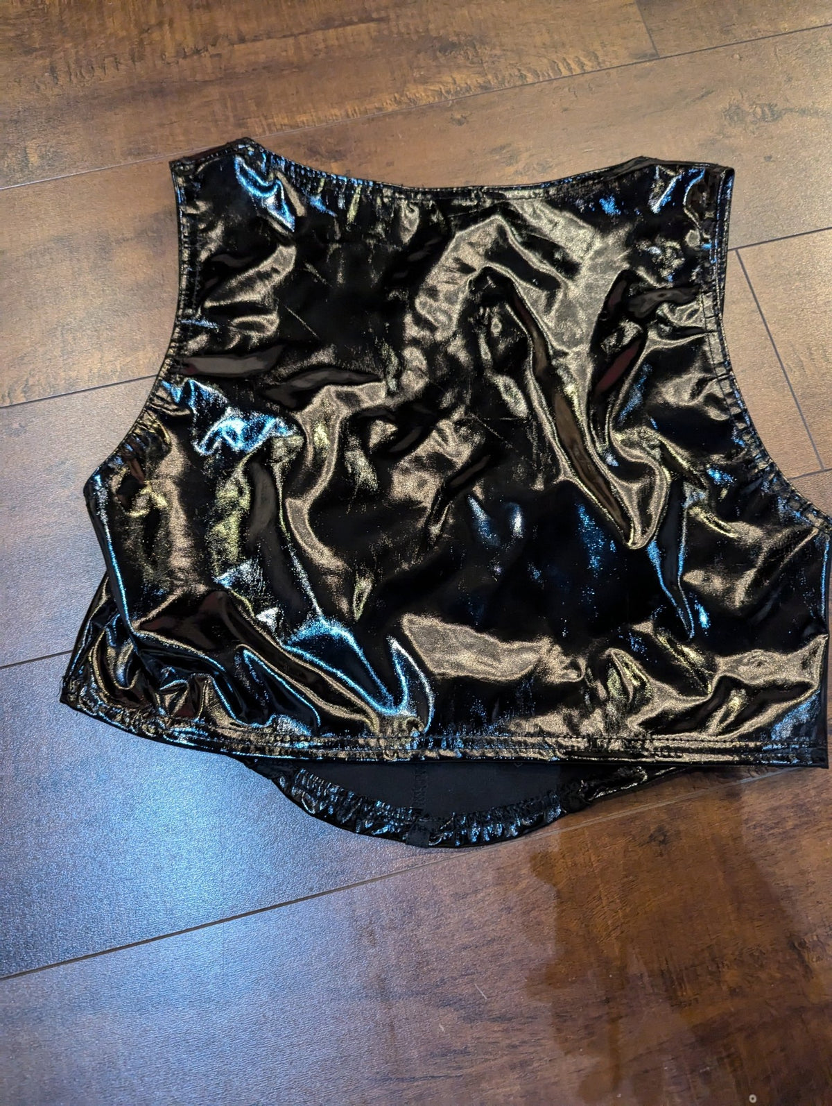 SAMPLE SALE - Black PU Crop Top Size 6 (New) - Neon Cowboys - 