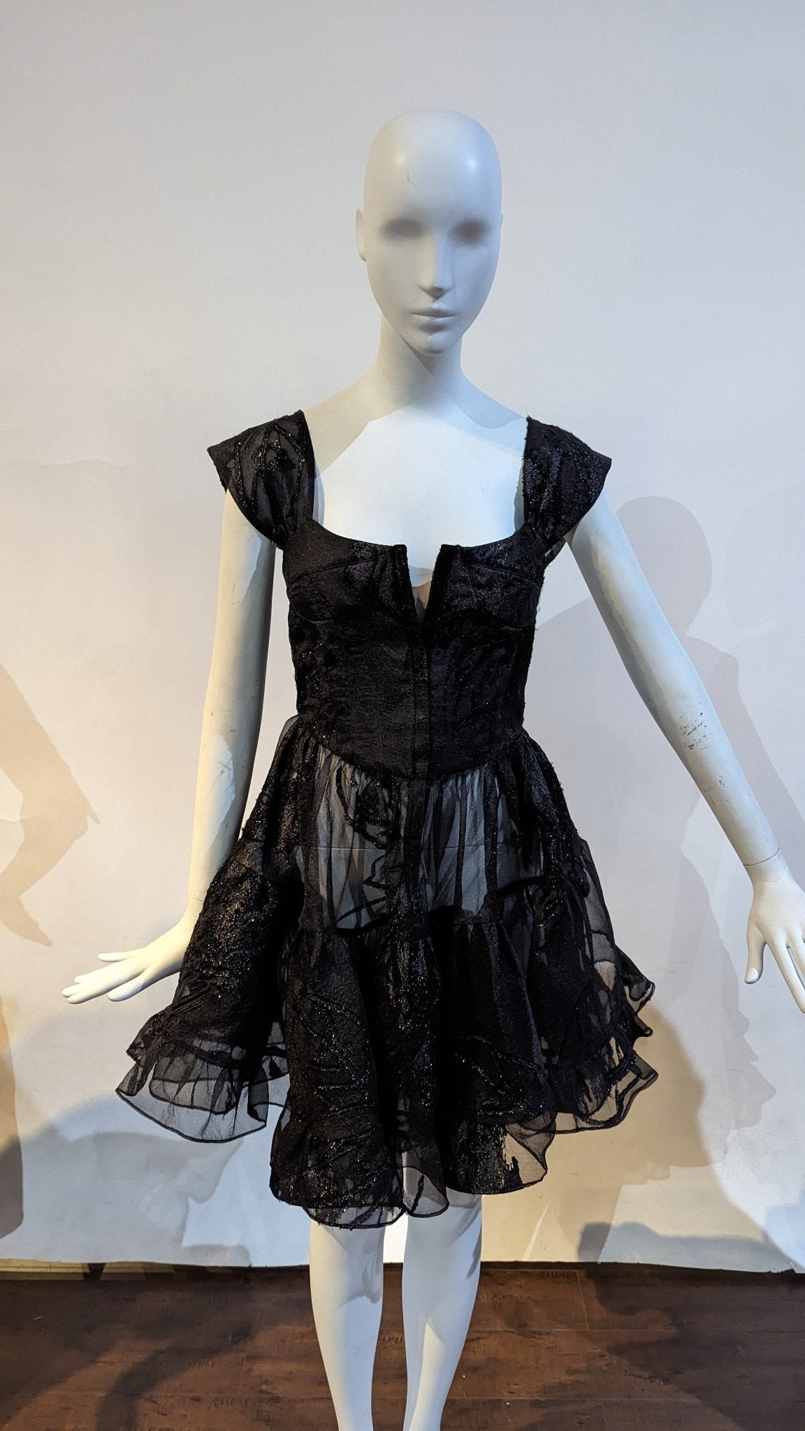 SAMPLE SALE - Black Ruffle Dress X - Small (Size 2) - FINAL SALE - Neon Cowboys - Troubleshooting - 