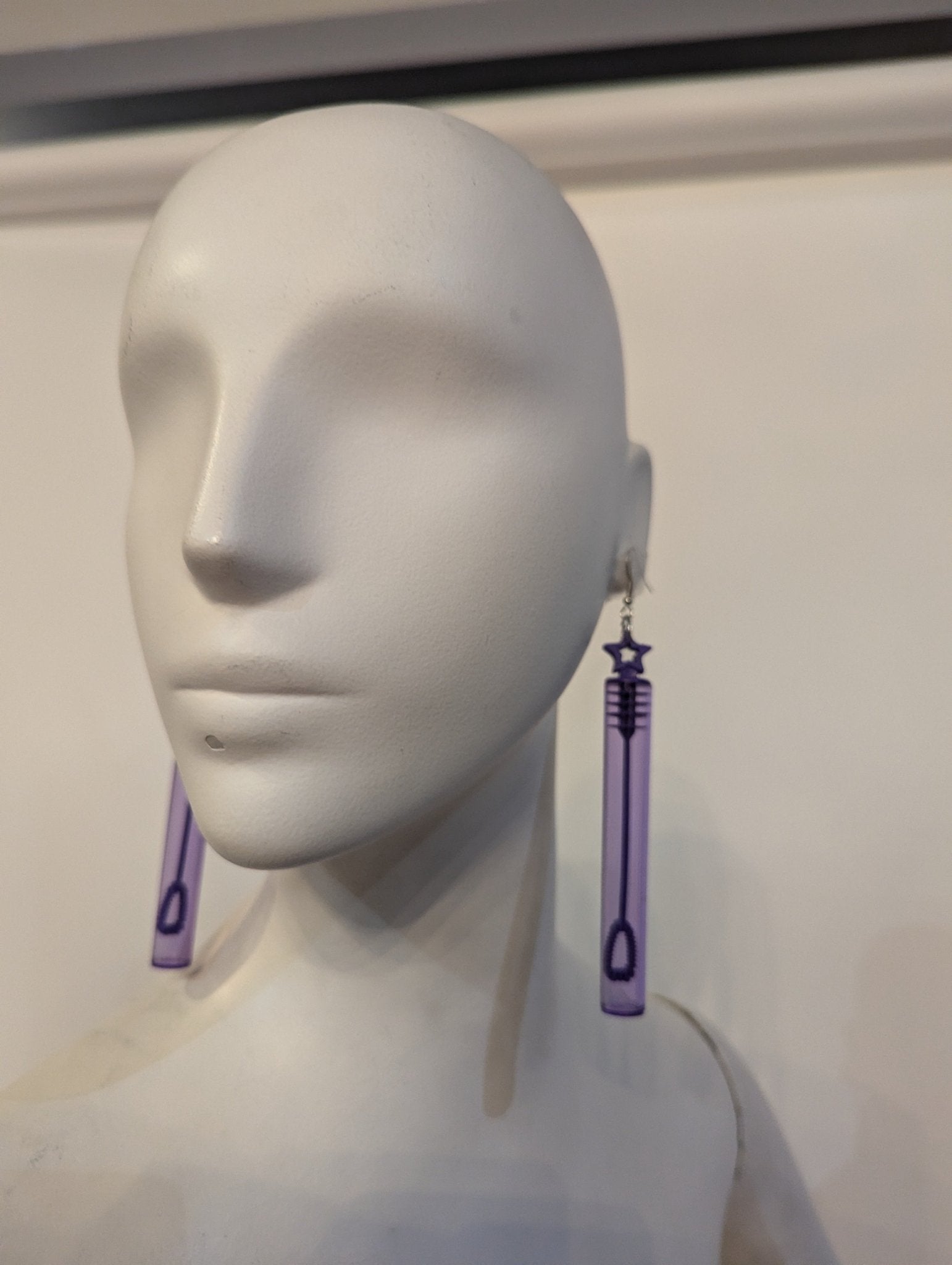 SAMPLE SALE - Bubble Wand Earring Pair (Bubble Liquid not included due to shipping) - Neon Cowboys - 