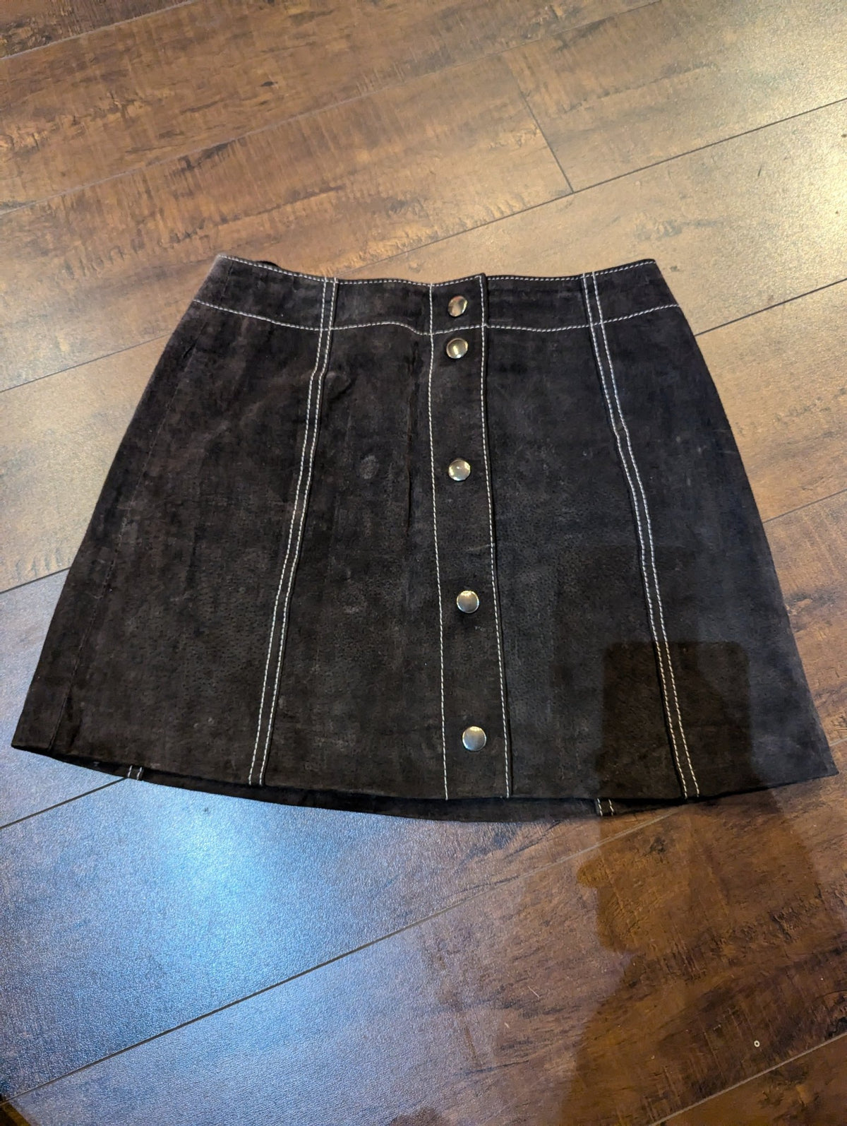 SAMPLE SALE - Dark Brown Suede Mini Skirt Size XSmall (New) - Neon Cowboys - 