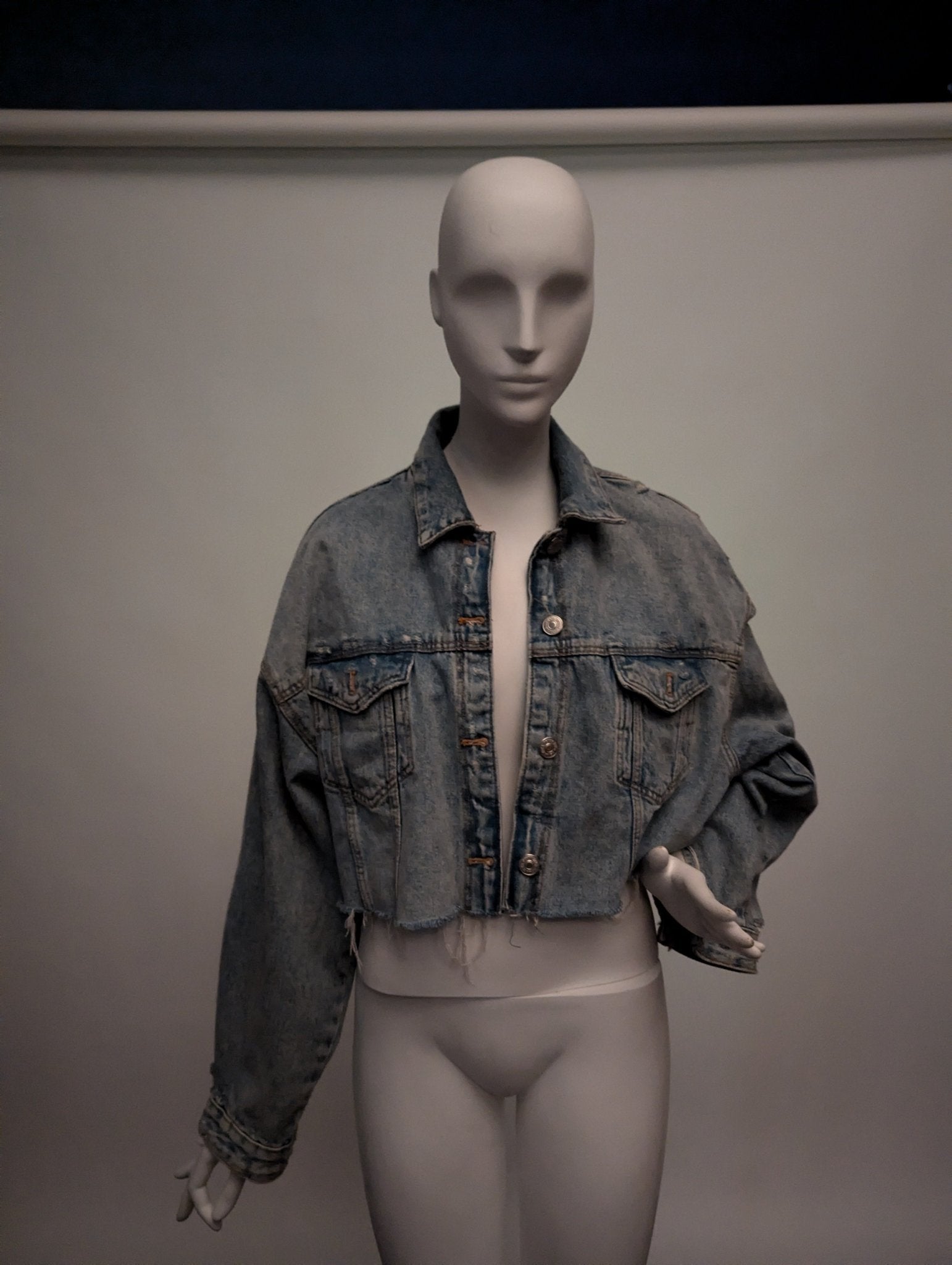 SAMPLE SALE - Denim Cropped Jacket with Galaxy Lights Back Panel. Color changing & remote controlled (New) - Neon Cowboys - 