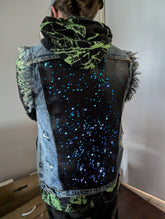 SAMPLE SALE - Denim Vest with Galaxy Lights Back Panel Size Small. Color changing & remote controlled (New) - Neon Cowboys - 