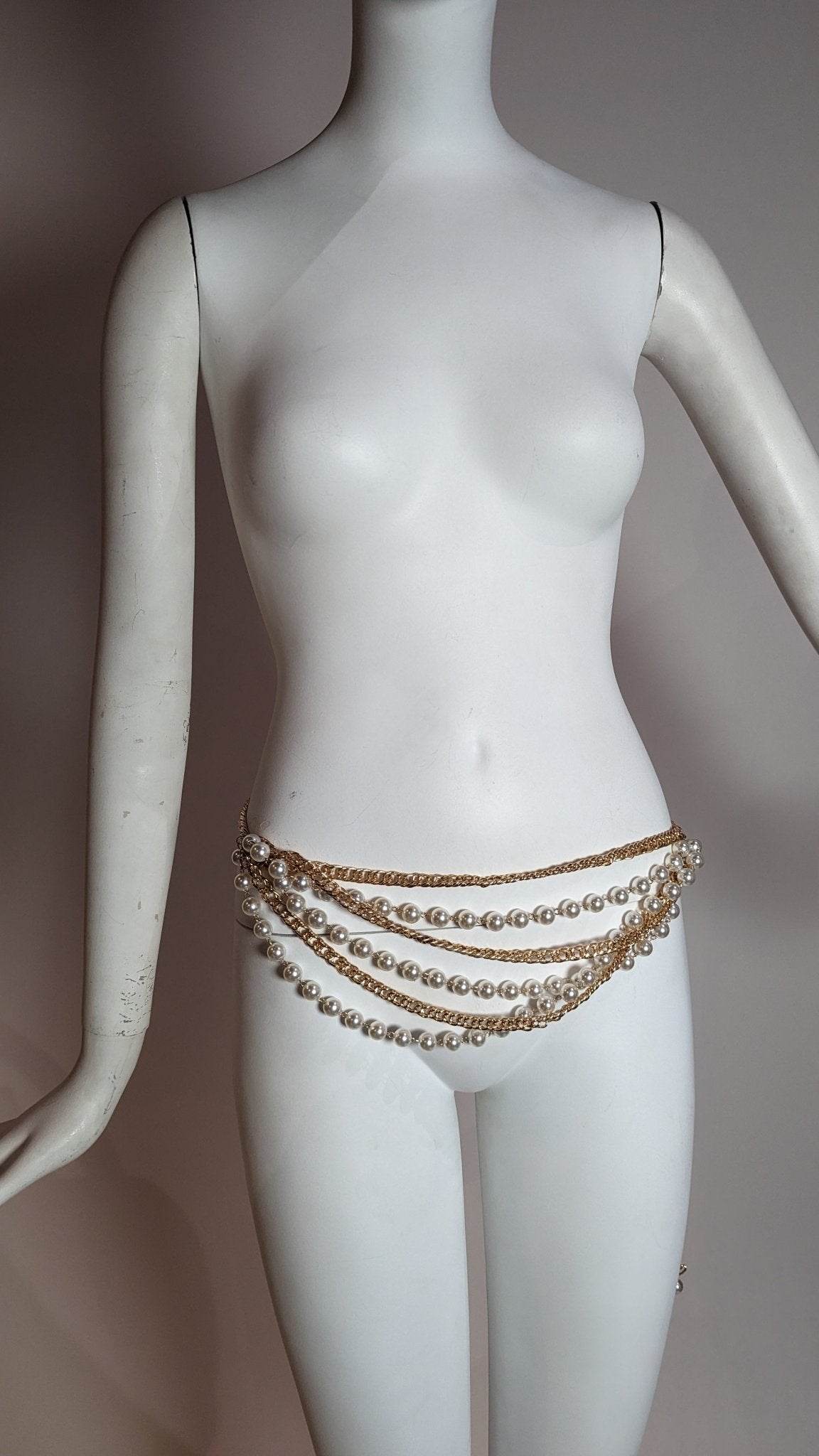 SAMPLE SALE - Fake Pearl Gold Chain Belt - FINAL SALE - Neon Cowboys - Troubleshooting - 