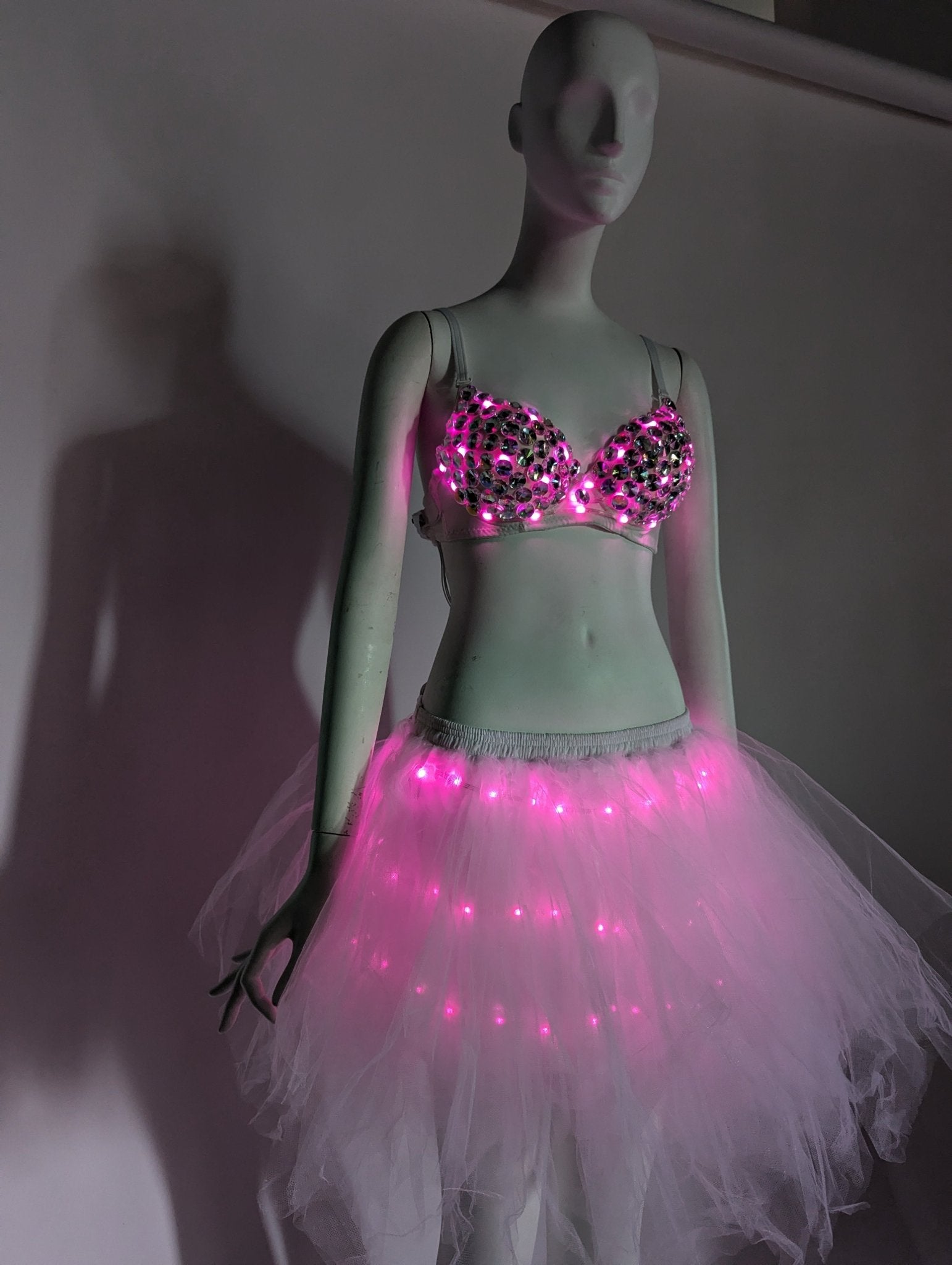 SAMPLE SALE - LED Rhinestone Bra + Tutu (size small) : FINAL SALE - Neon Cowboys - 