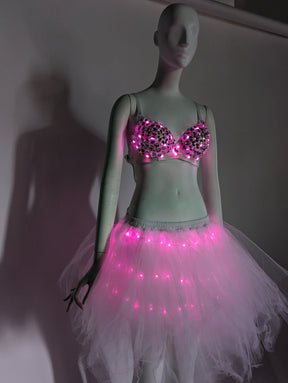 SAMPLE SALE - LED Rhinestone Bra + Tutu (size small) : FINAL SALE - Neon Cowboys - 