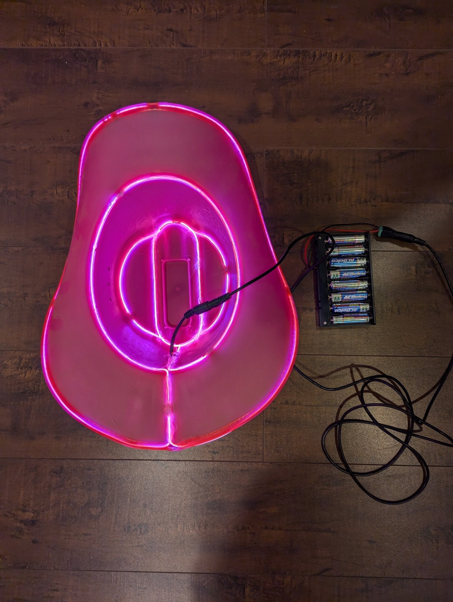 SAMPLE SALE - LED Stage Light Hat / Lamp : Delicate but much brighter. Requires 8 AA batteries instead of 2 (pictured) - Neon Cowboys - 