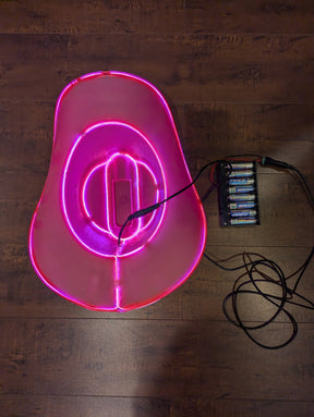 SAMPLE SALE - LED Stage Light Hat / Lamp : Delicate but much brighter. Requires 8 AA batteries instead of 2 (pictured) - Neon Cowboys - 