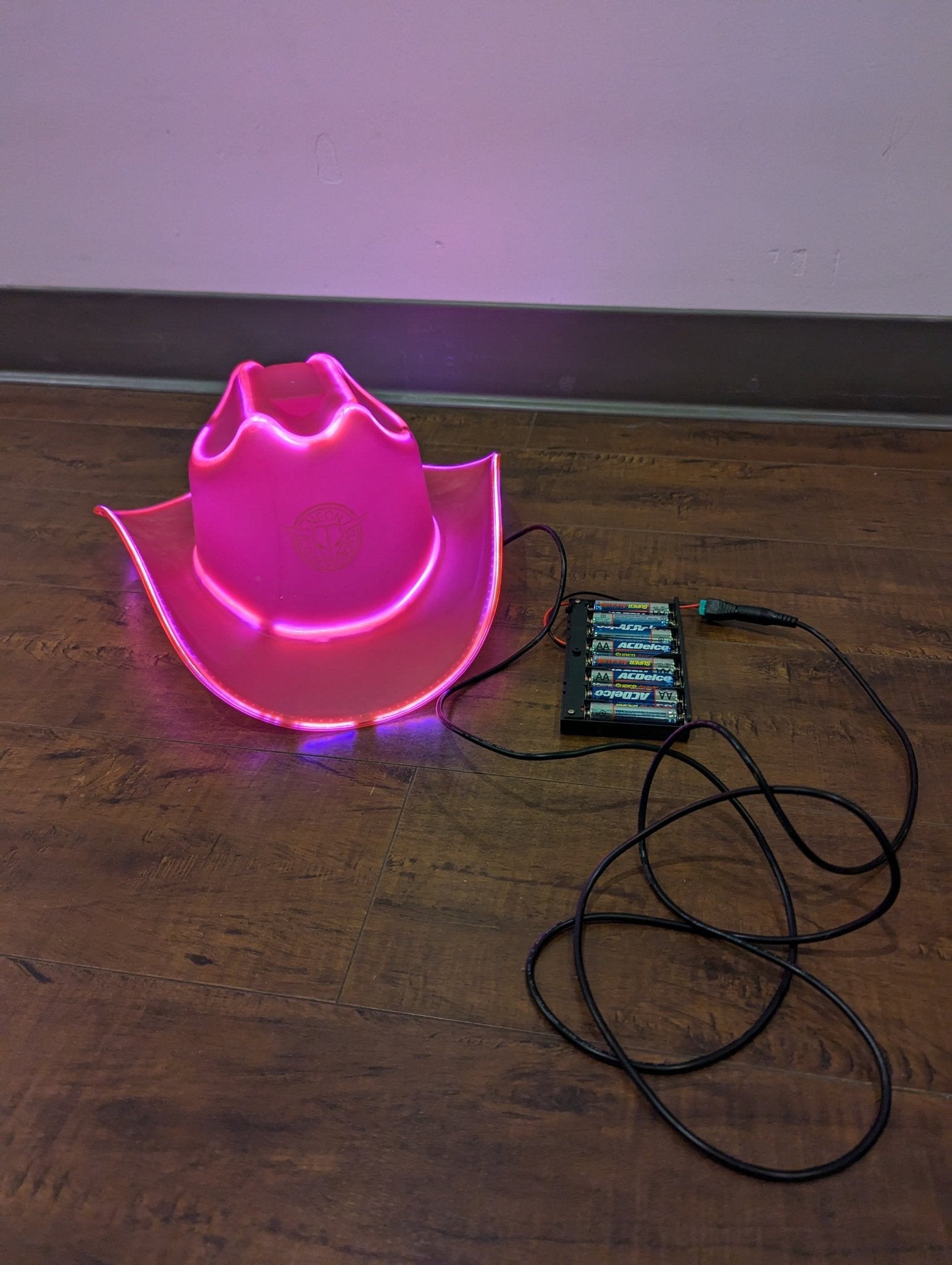 SAMPLE SALE - LED Stage Light Hat / Lamp : Delicate but much brighter. Requires 8 AA batteries instead of 2 (pictured) - Neon Cowboys - 