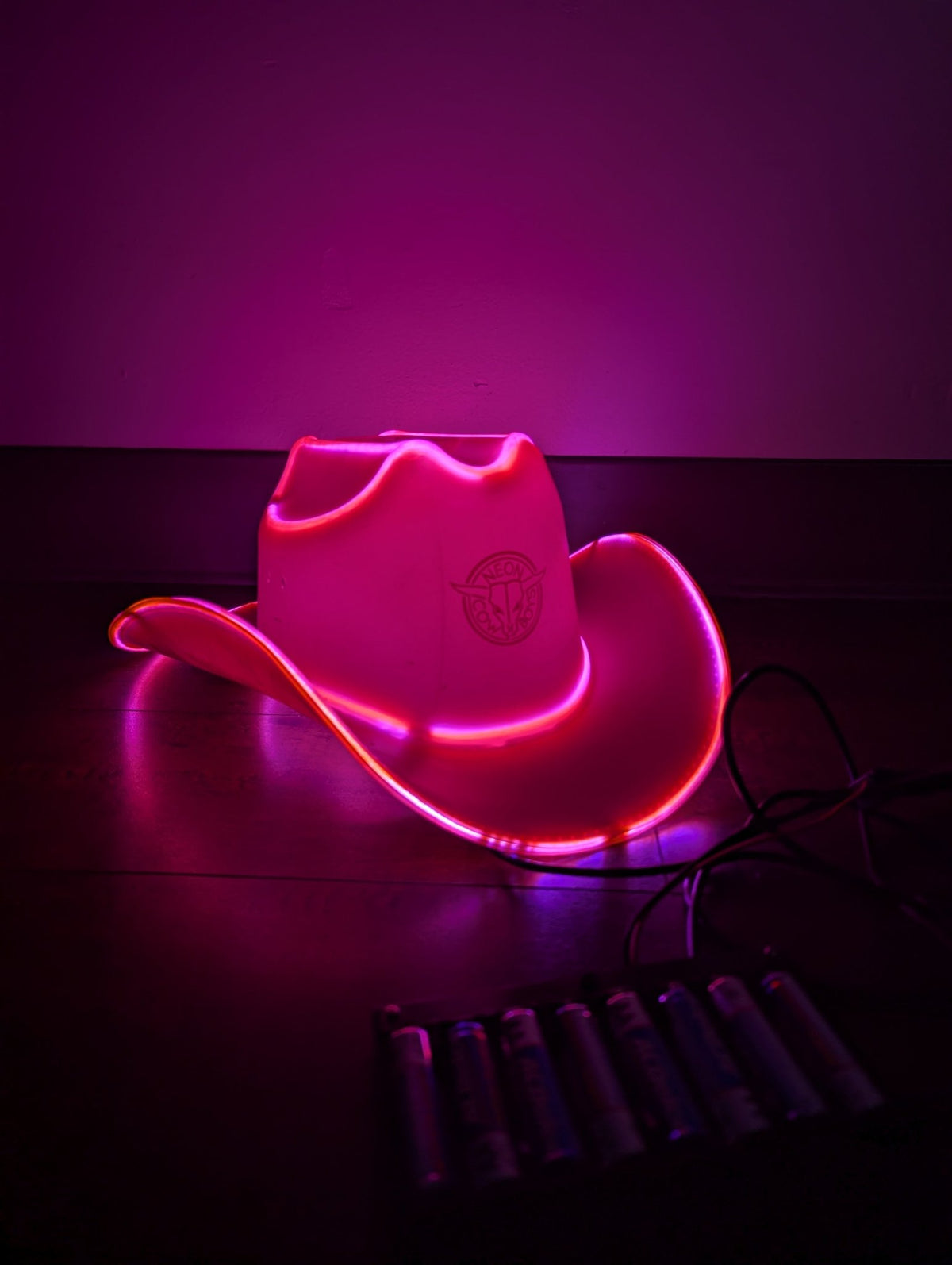 SAMPLE SALE - LED Stage Light Hat / Lamp : Delicate but much brighter. Requires 8 AA batteries instead of 2 (pictured) - Neon Cowboys - 