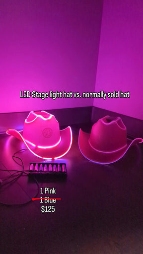 SAMPLE SALE - LED Stage Light Hat / Lamp : Delicate but much brighter. Requires 8 AA batteries instead of 2 (pictured) - Neon Cowboys - 