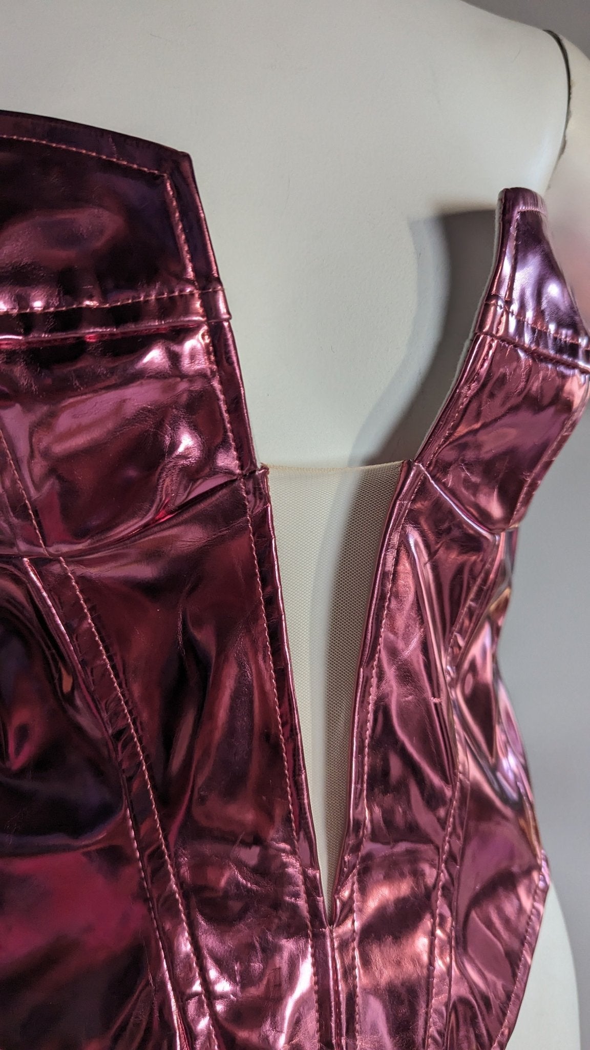 SAMPLE SALE - Metallic Pink Corset Size Medium - FINAL SALE - Neon Cowboys - 