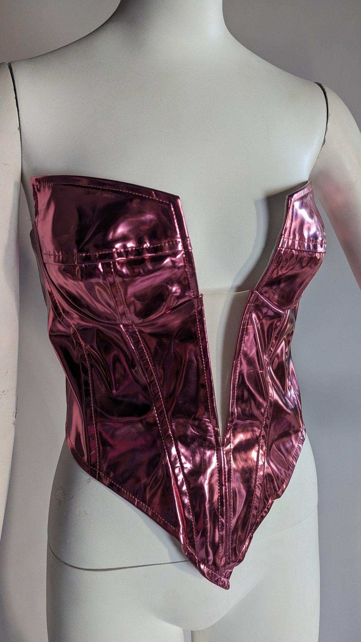 SAMPLE SALE - Metallic Pink Corset Size Medium - FINAL SALE - Neon Cowboys - 