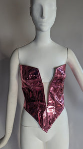 SAMPLE SALE - Metallic Pink Corset Size Medium - FINAL SALE - Neon Cowboys - 