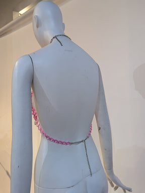 SAMPLE SALE - Pink Beaded Halter Size Small - FINAL SALE - Neon Cowboys - 