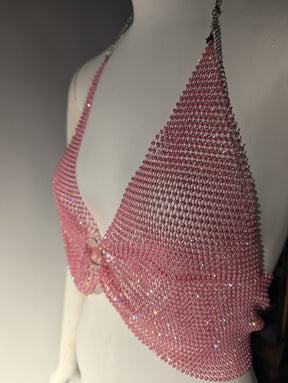 SAMPLE SALE - Rhinestone Mesh Halter Size Small - FINAL SALE - Neon Cowboys - 