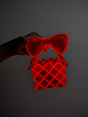 SAMPLE SALE - Tiny 3D Printed Bow Bag - Neon Cowboys - 