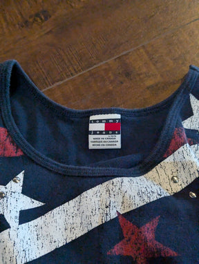 SAMPLE SALE - Tommy Hilfiger Top with Front Slit Size Large - Neon Cowboys - 