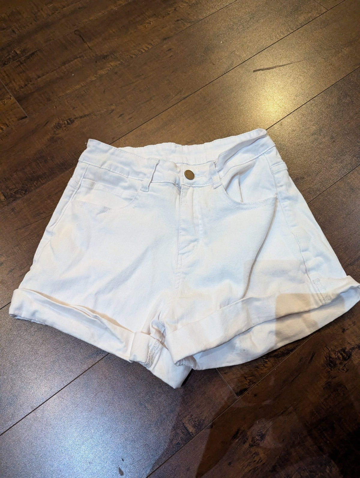 SAMPLE SALE - White Denim High waisted shorts Size Small (New) - Neon Cowboys - 