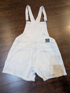 SAMPLE SALE - White Denim Overall Shorts Size Small - Neon Cowboys - 