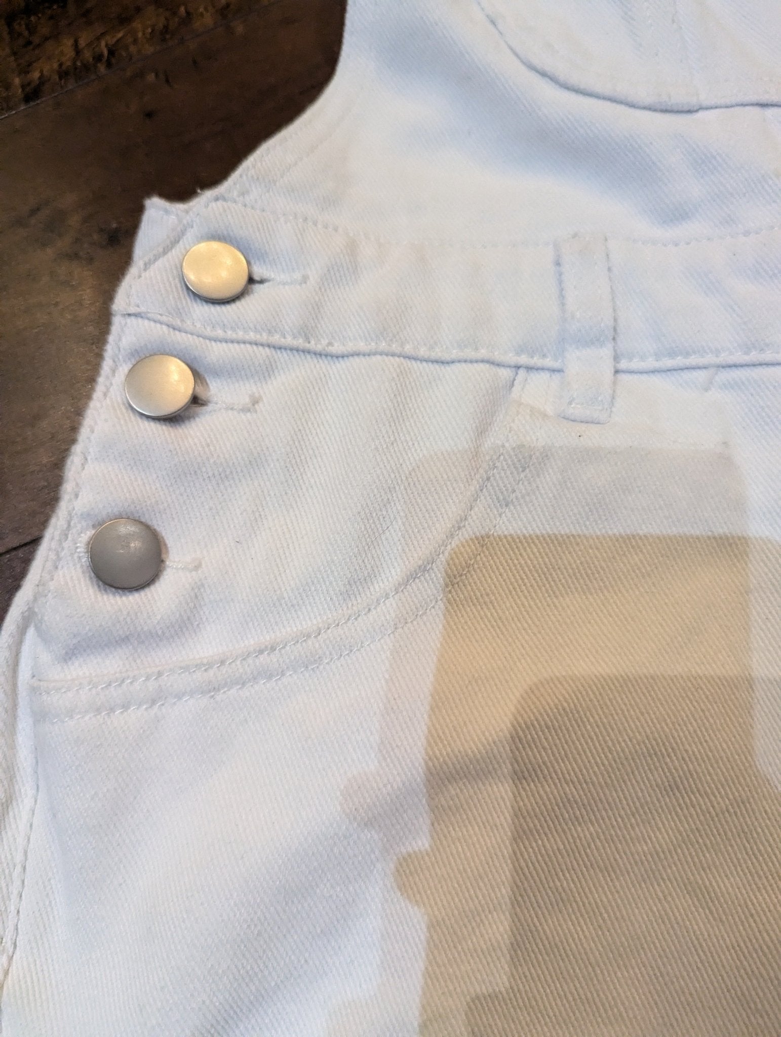 SAMPLE SALE - White Denim Overall Shorts Size Small - Neon Cowboys - 