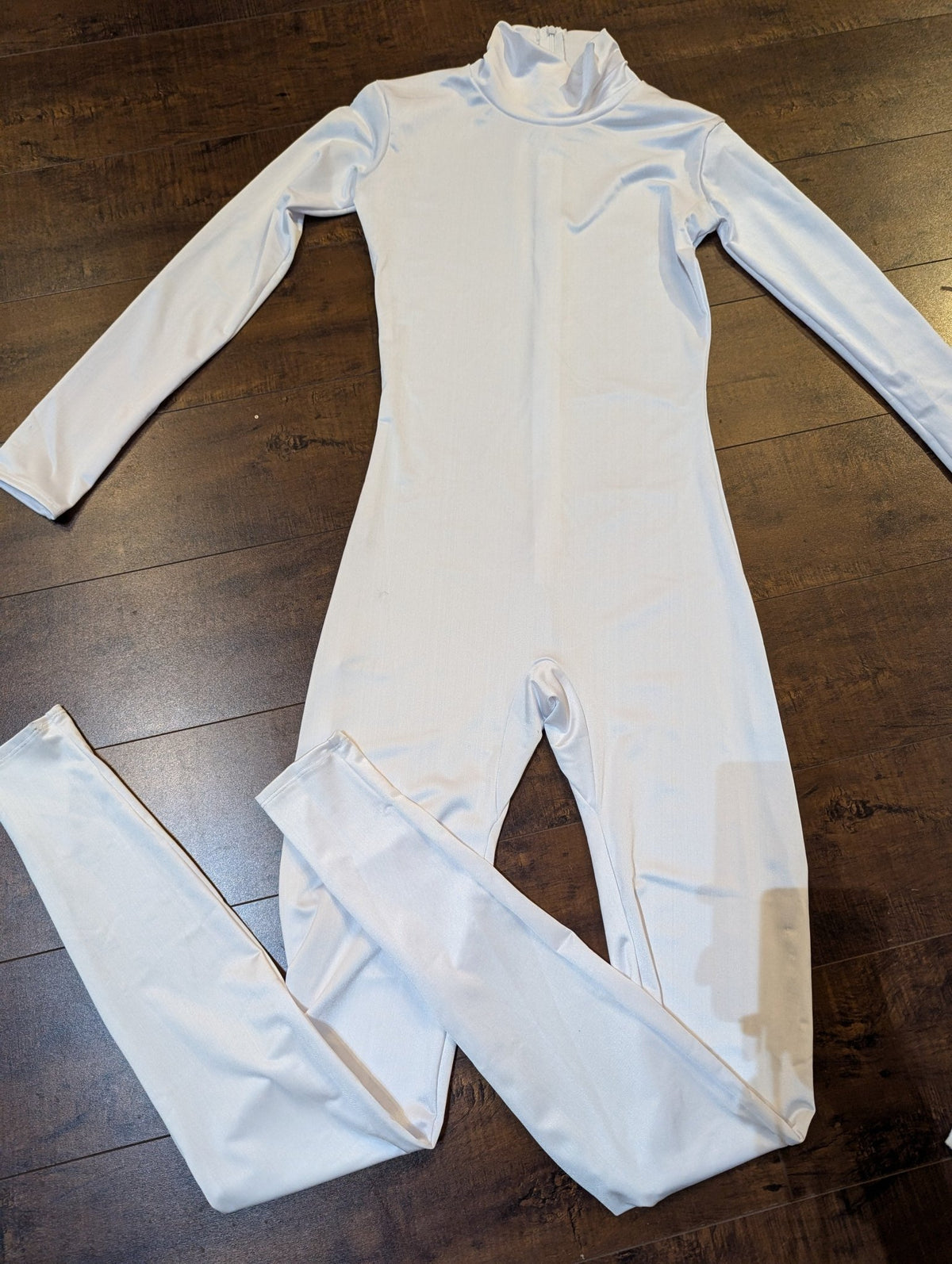 SAMPLE SALE - White Turtleneck Full Bodysuit with Back Zip Size XSmall (New) - Neon Cowboys - 