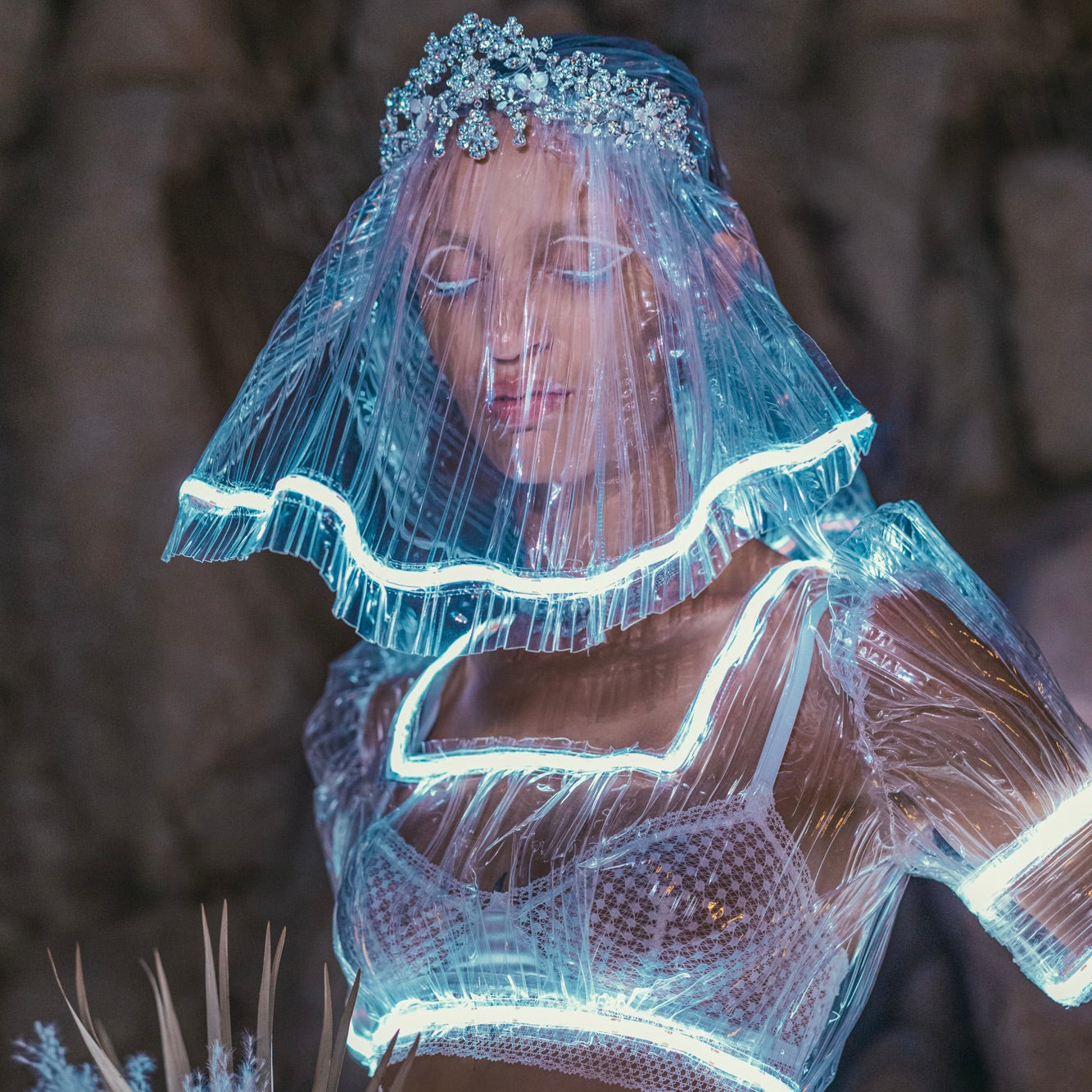 Vestido de novia transparente LED