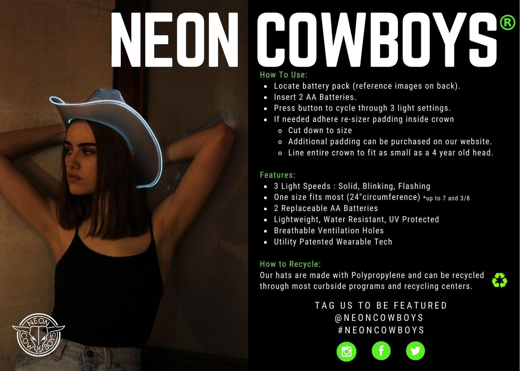 Chapeau à fleurs Neon Cowboys®